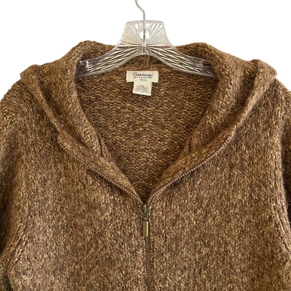 Cambridge Dry Goods Alpaca Blend Hoody PXL Zip Cropped Knit Sweater Wool Petite - Picture 4 of 12